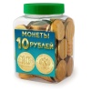 Шоколадные монеты 10 рублей золотом 7г (банка) (1*130) (СМ-5-1) /Сладкая сказка